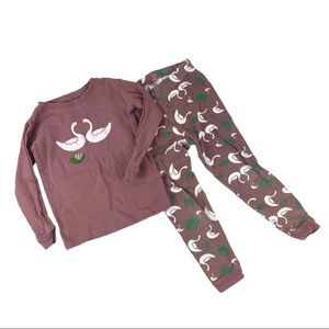 Leveret Purple Swan Print 2 pc Pajama Top Pants Set Girls Size 3T 3 years